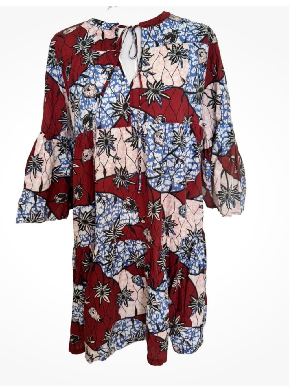 WARM NY Wax Poetic Tiered Garden Cotton Dress Size 3 large